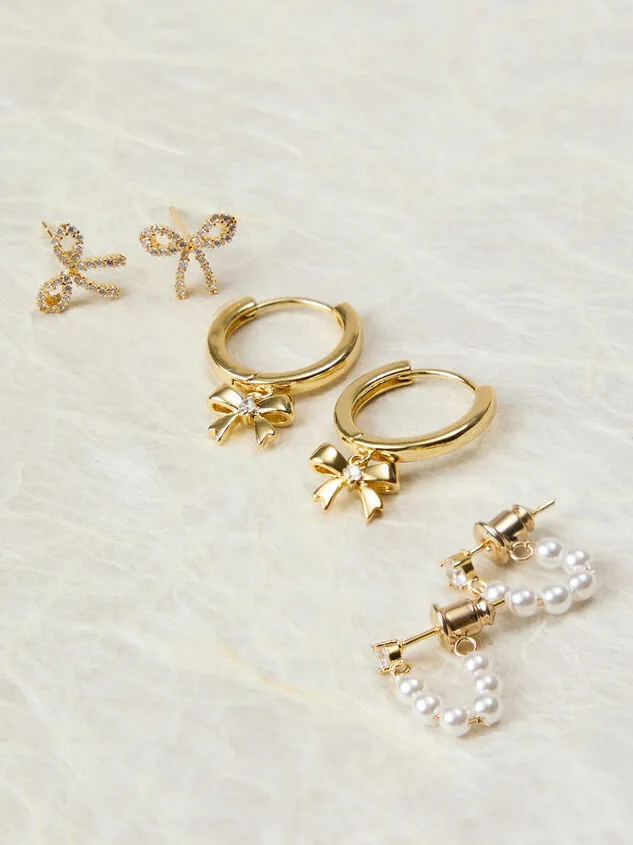 18K Gold Pearl Bow Earring Set 18kgold Women Altar039d State Earrings