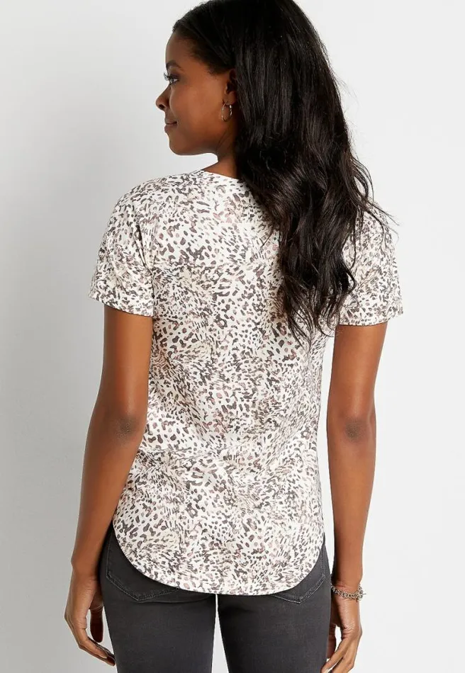 247 Animal Print Drop Shoulder Classic Tee Women Maurices Tops