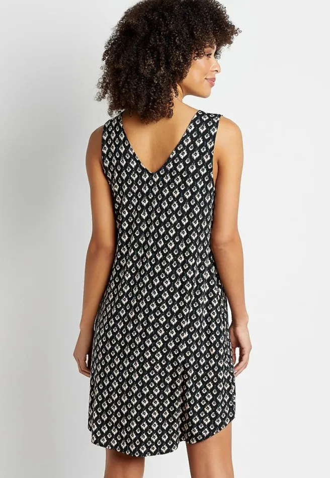 247 Black Mixed Print Shift Dress Women Maurices Dresses and Jumpsuits