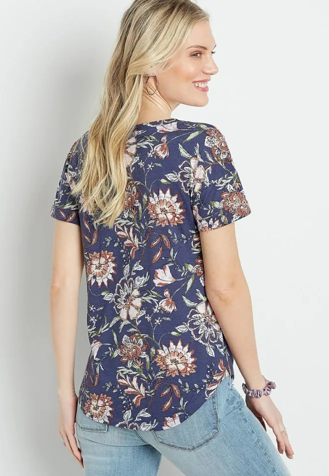247 Floral Drop Shoulder Classic Tee Women Maurices Tops