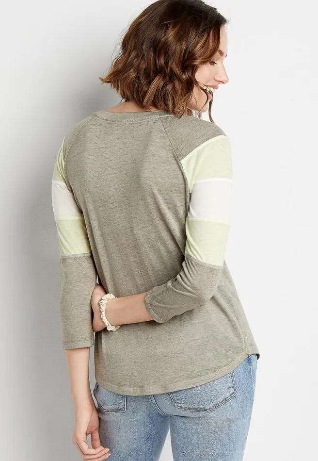 247 Gray Striped Baseball Tee Women Maurices Tops