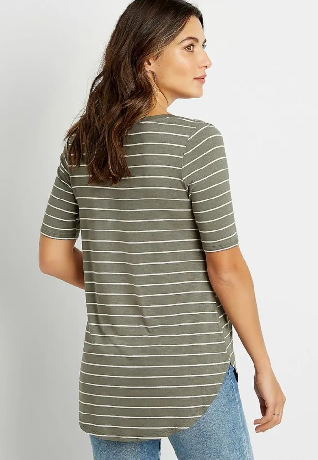 247 Olive Stripe Flawless Tee Women Maurices Tops