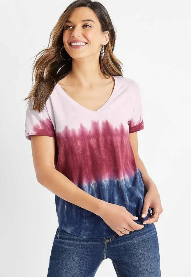 247 Ombre Tie Dye Drop Shoulder Tee Women Maurices Tops