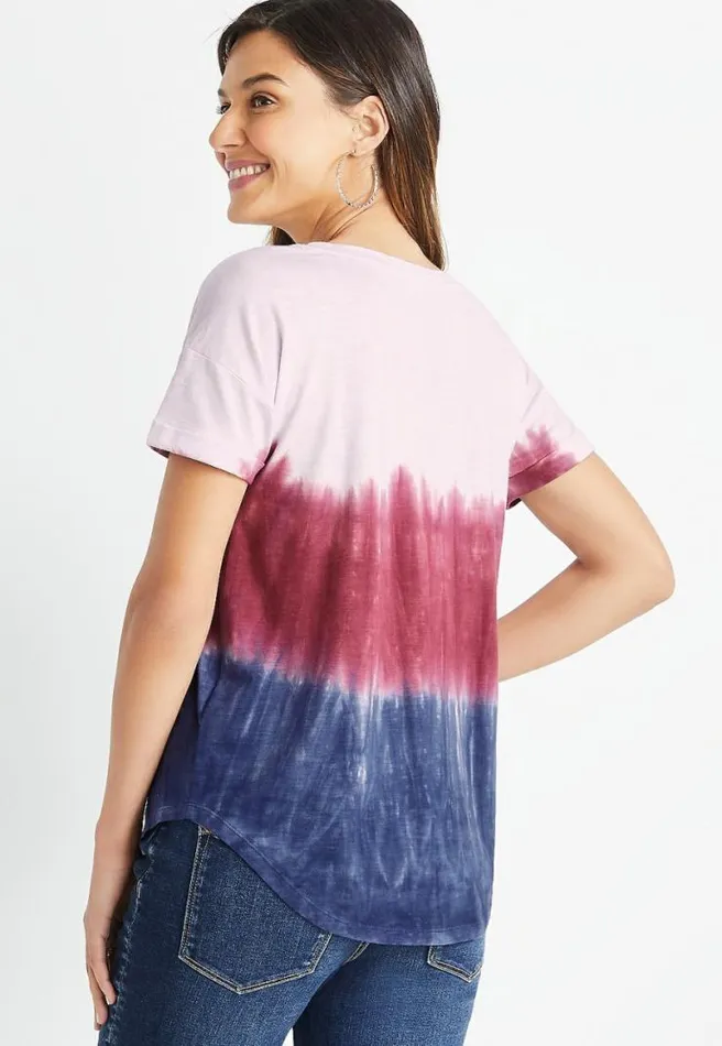 247 Ombre Tie Dye Drop Shoulder Tee Women Maurices Tops