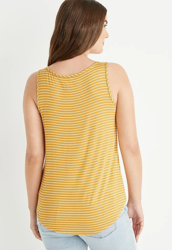 247 Yellow Striped High Neck Tank Top Women Maurices Tops