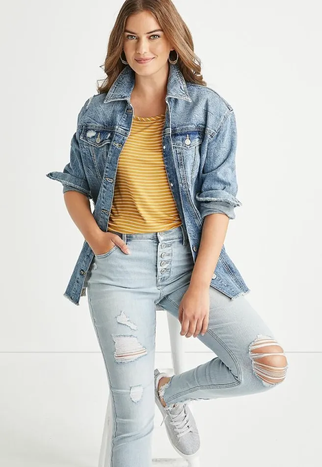 247 Yellow Striped High Neck Tank Top Women Maurices Tops