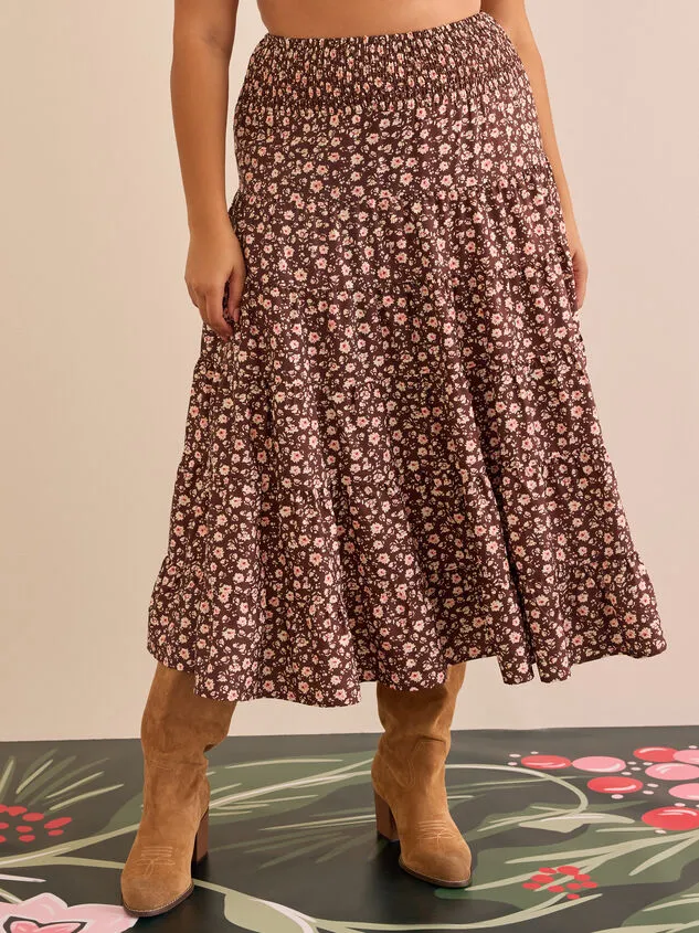 Abrielle Floral Tiered Midi Skirt Brownpink Women Altar039d State Bottoms Abrielle Floral Tiered Midi Skirt Brownpink Women Altar039d State Bottoms