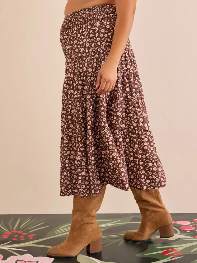 Abrielle Floral Tiered Midi Skirt Brownpink Women Altar039d State Bottoms Abrielle Floral Tiered Midi Skirt Brownpink Women Altar039d State Bottoms