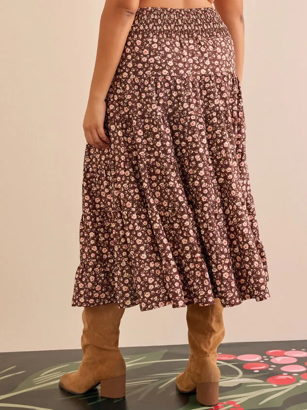 Abrielle Floral Tiered Midi Skirt Brownpink Women Altar039d State Bottoms Abrielle Floral Tiered Midi Skirt Brownpink Women Altar039d State Bottoms