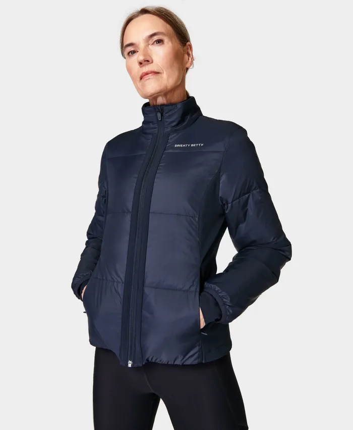 Accelerate Elite Running Jacket Navy Blue Women Coats and Jackets Sweaty Betty