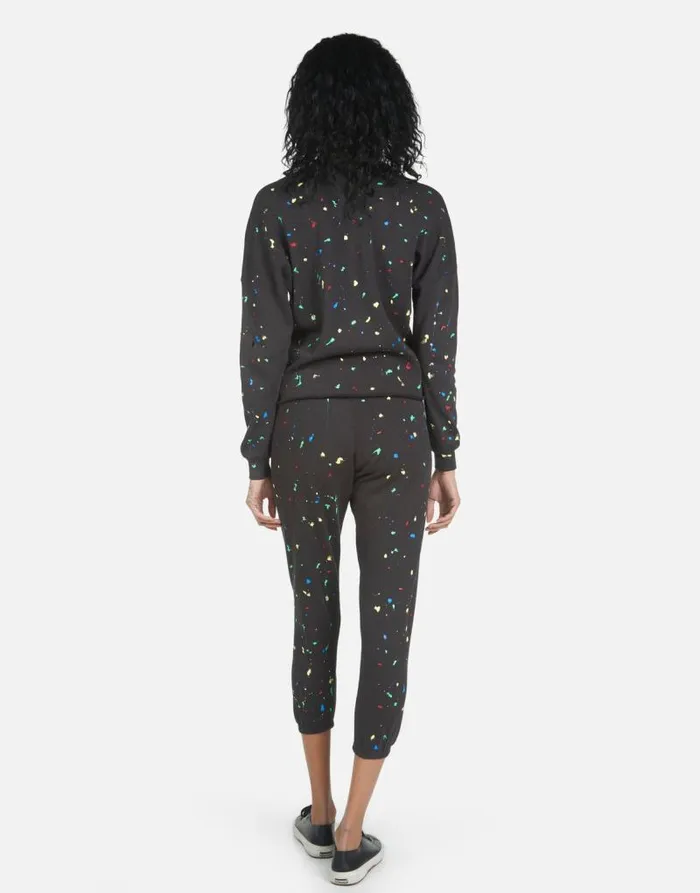 Alana Text Happy Face Onyx Women Lauren Moshi Crop Sweatpants