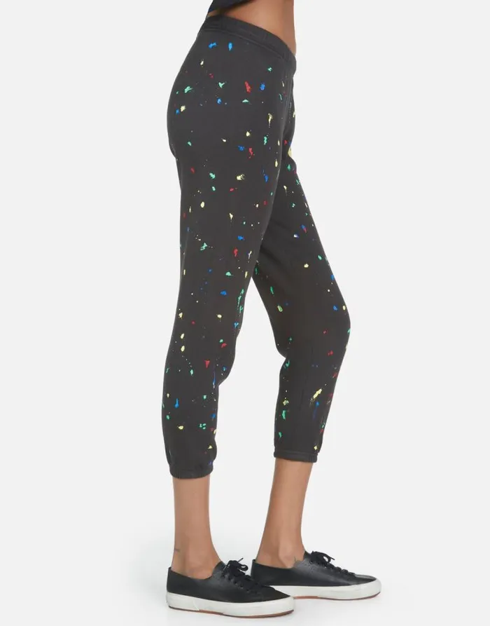 Alana Text Happy Face Onyx Women Lauren Moshi Crop Sweatpants