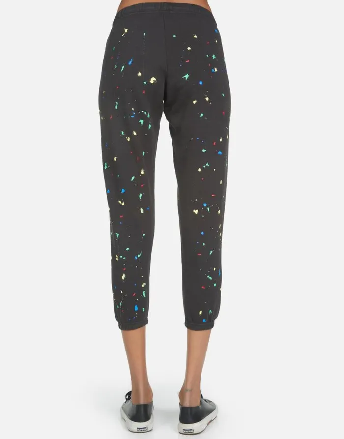 Alana Text Happy Face Onyx Women Lauren Moshi Crop Sweatpants
