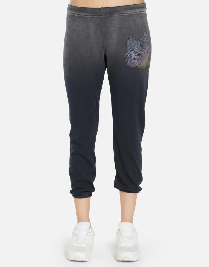 Alana Wild Wolf Jet Black Ombre Women Lauren Moshi Crop Sweatpants