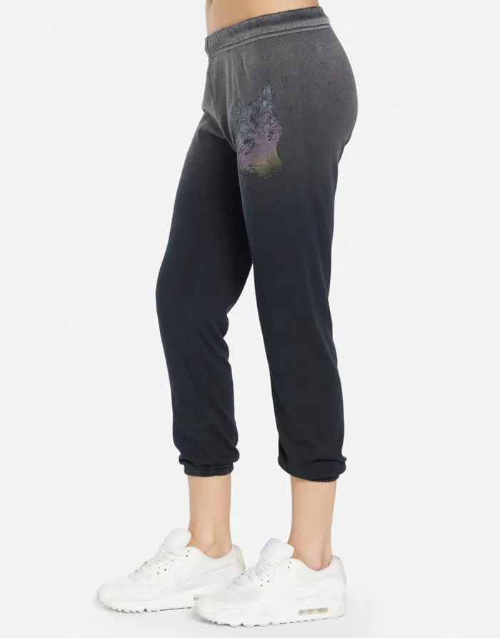 Alana Wild Wolf Jet Black Ombre Women Lauren Moshi Crop Sweatpants