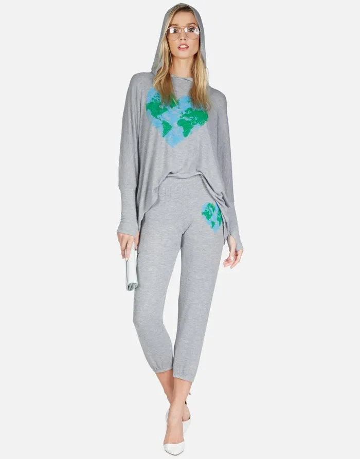 Alana World Love Heather Grey Women Lauren Moshi Crop Sweatpants