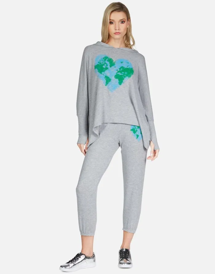 Alana World Love Heather Grey Women Lauren Moshi Crop Sweatpants