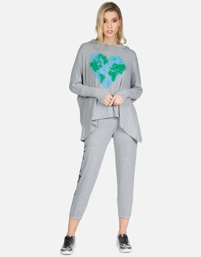 Alana World Love Heather Grey Women Lauren Moshi Crop Sweatpants