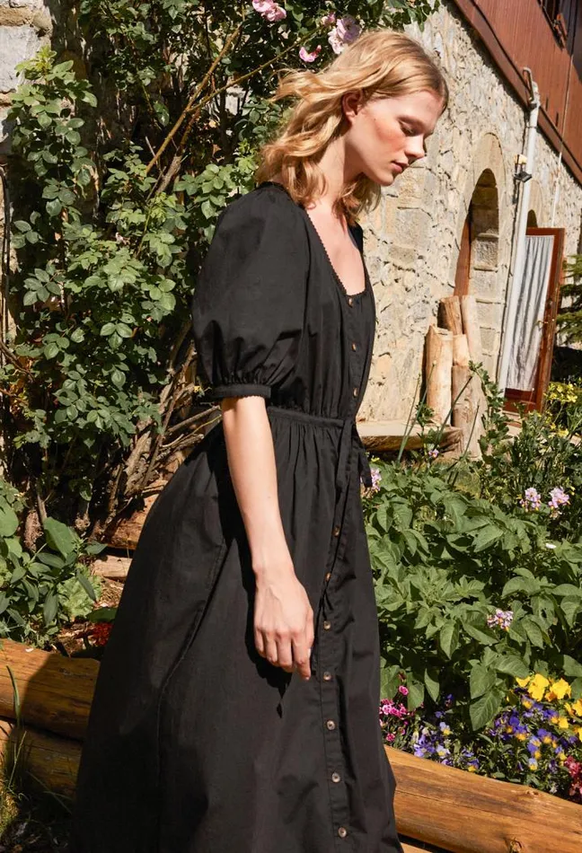 Albertine Black Cotton Dress Women Ciao Lucia Long Dresses