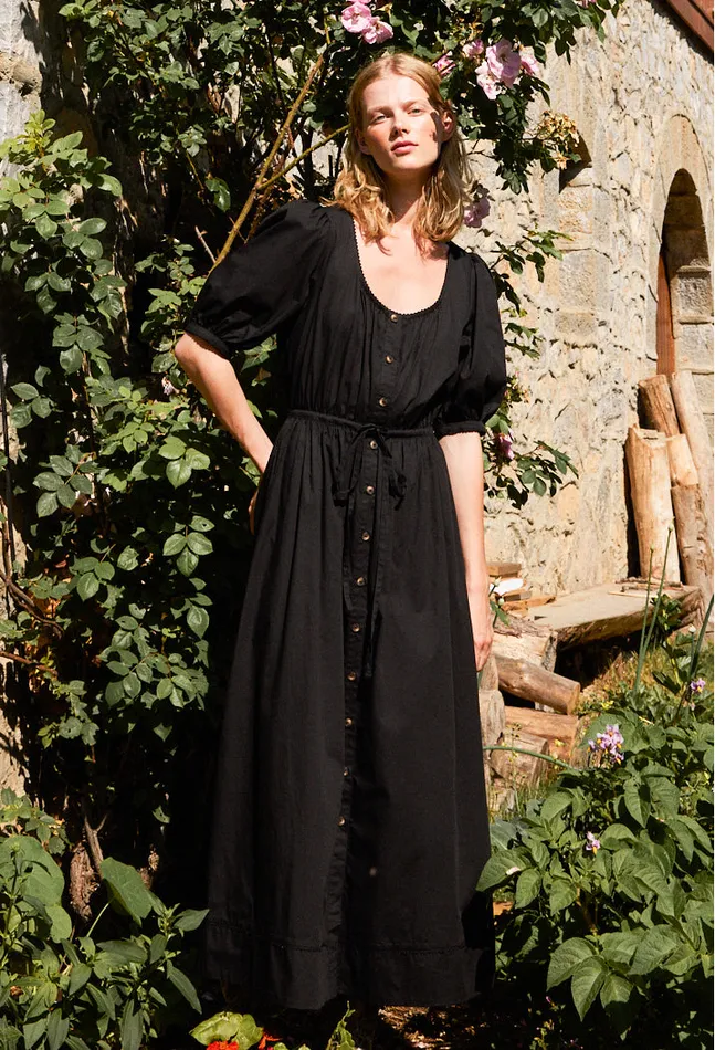 Albertine Black Cotton Dress Women Ciao Lucia Long Dresses
