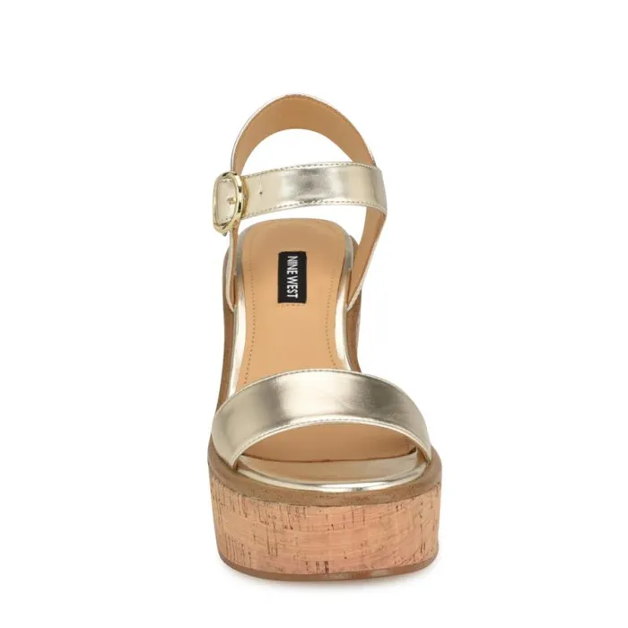 Amye Ankle Strap Wedge Sandals Platino Women Nine West Sandals Amye Ankle Strap Wedge Sandals Platino Women Nine West Sandals