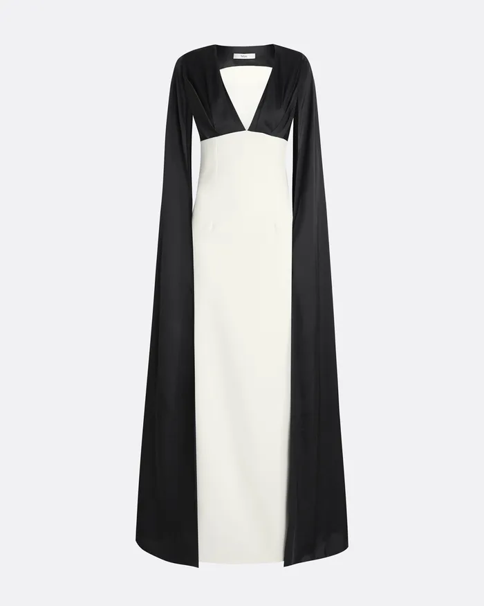 Angelina Ivory and Black Long Dress Black Icons Safiyaa Women