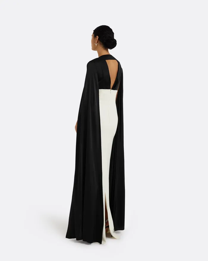 Angelina Ivory and Black Long Dress Black Icons Safiyaa Women