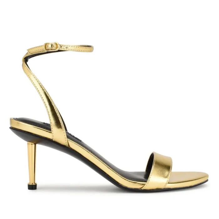 Anny Ankle Strap Heeled Sandals Gold Women Nine West Sandals