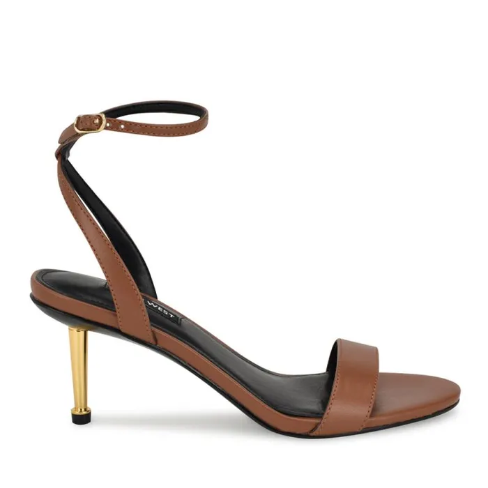 Anny Ankle Strap Heeled Sandals Medium Brown Women Nine West Heels