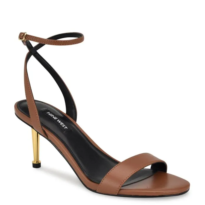 Anny Ankle Strap Heeled Sandals Medium Brown Women Nine West Heels Anny Ankle Strap Heeled Sandals Medium Brown Women Nine West Heels