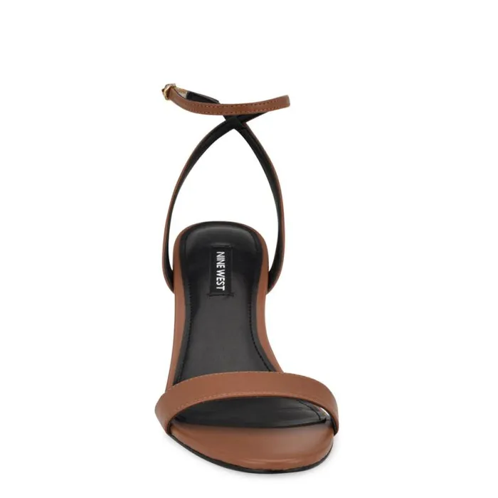 Anny Ankle Strap Heeled Sandals Medium Brown Women Nine West Heels Anny Ankle Strap Heeled Sandals Medium Brown Women Nine West Heels