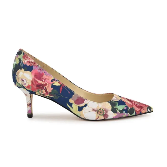 Arlene Pointy Toe Pumps Navy Floral Women Nine West Heels