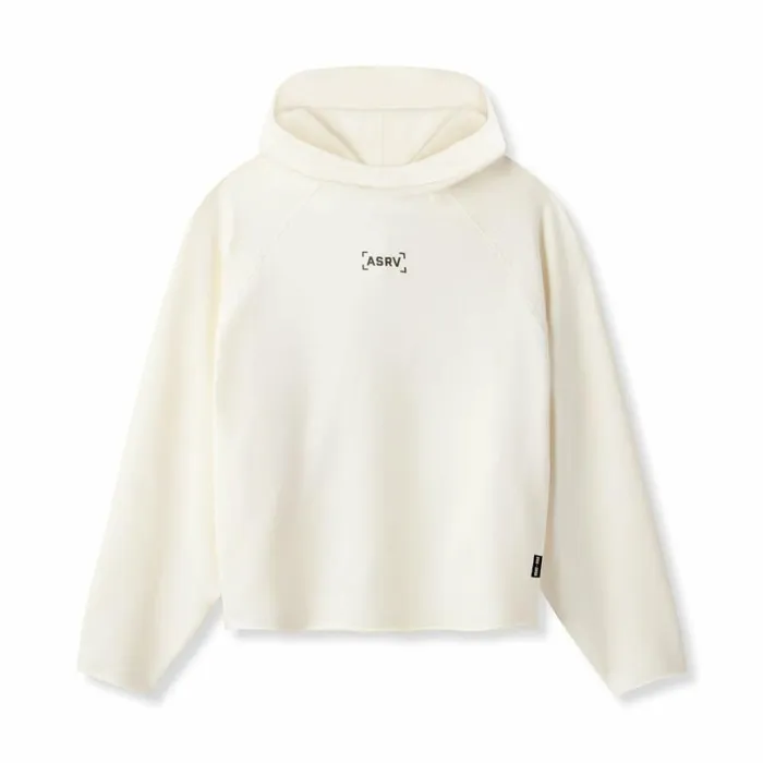 ASRV Hoodies and Sweatshirts Men MicroTerry Raw Hem Hoodie Cream