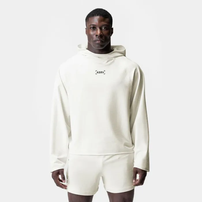 ASRV Hoodies and Sweatshirts Men MicroTerry Raw Hem Hoodie Cream