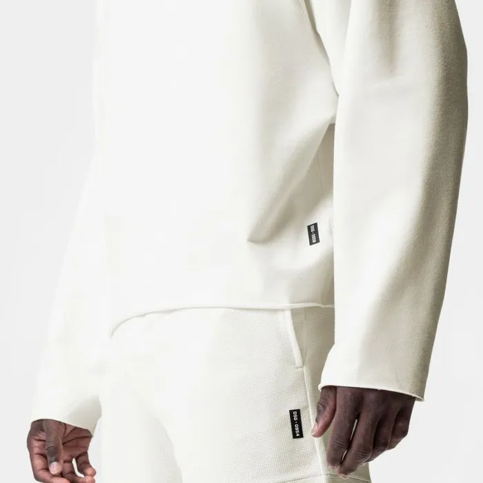 ASRV Hoodies and Sweatshirts Men MicroTerry Raw Hem Hoodie Cream