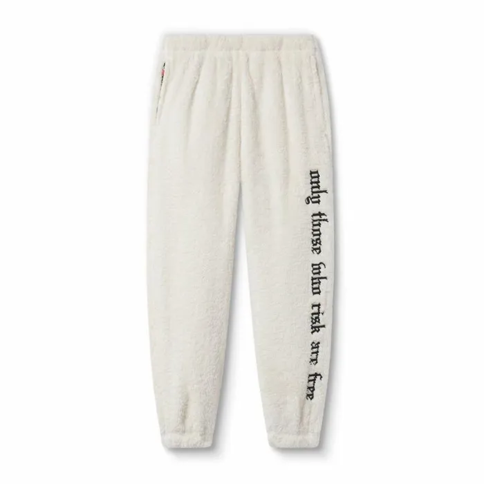ASRV Joggers and Pants Men Sherpa Recovery Sweats Ivory Creamblack