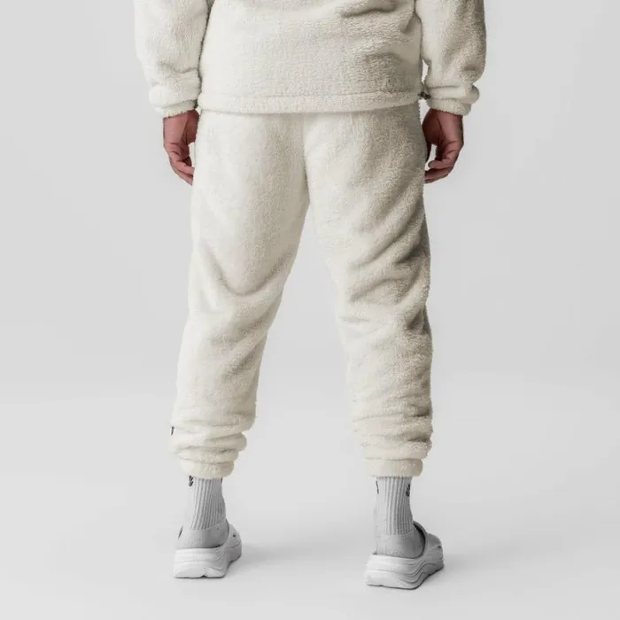 ASRV Joggers and Pants Men Sherpa Recovery Sweats Ivory Creamblack