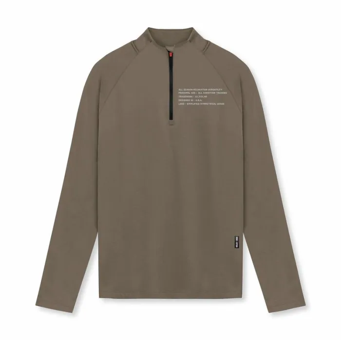 ASRV Long Sleeves Men Core Fitted Quarter Zip Deep Taupe