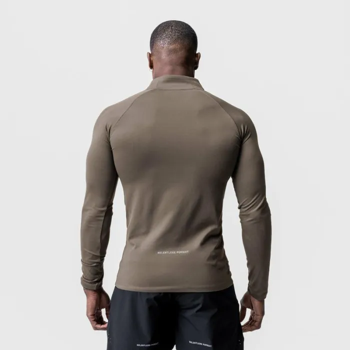ASRV Long Sleeves Men Core Fitted Quarter Zip Deep Taupe