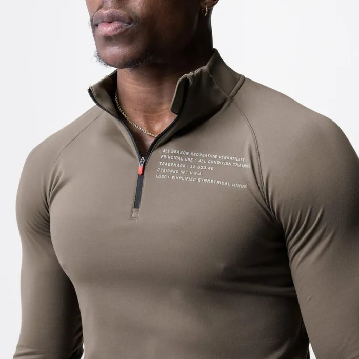 ASRV Long Sleeves Men Core Fitted Quarter Zip Deep Taupe