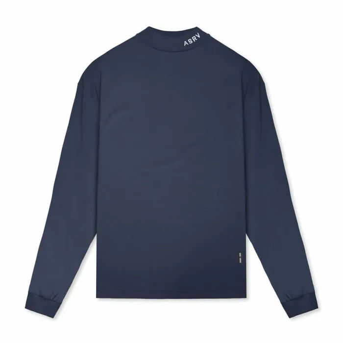 ASRV Long Sleeves Men CottonPlus Mock Neck Long Sleeve Navy