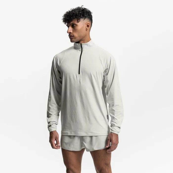 ASRV Long Sleeves Men NanoMesh Quarter Zip Stone