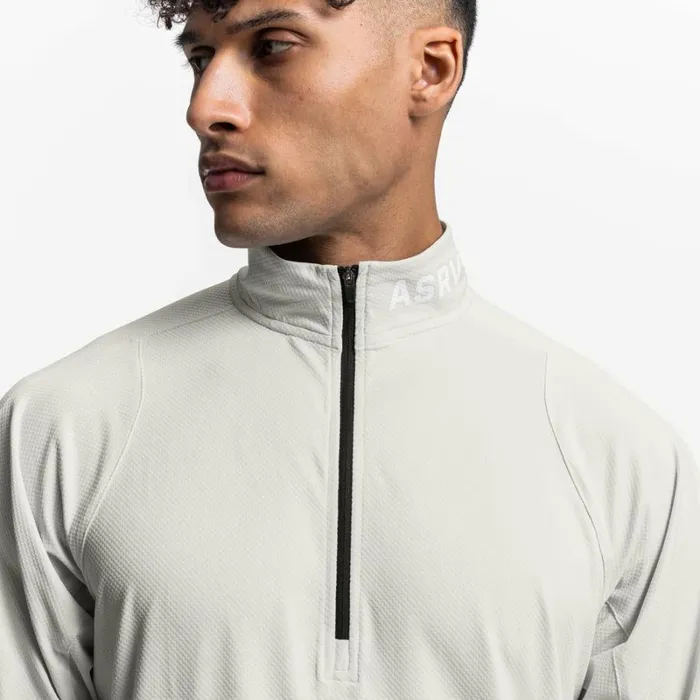 ASRV Long Sleeves Men NanoMesh Quarter Zip Stone