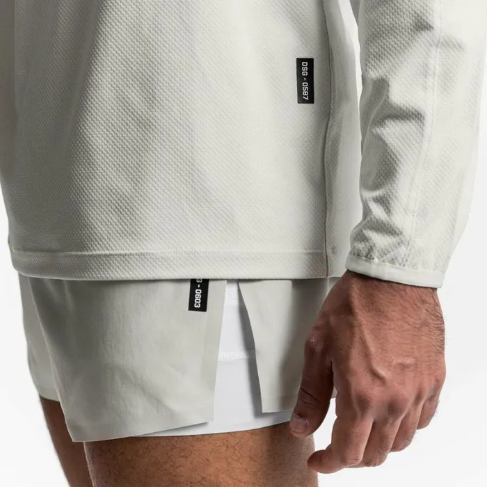 ASRV Long Sleeves Men NanoMesh Quarter Zip Stone