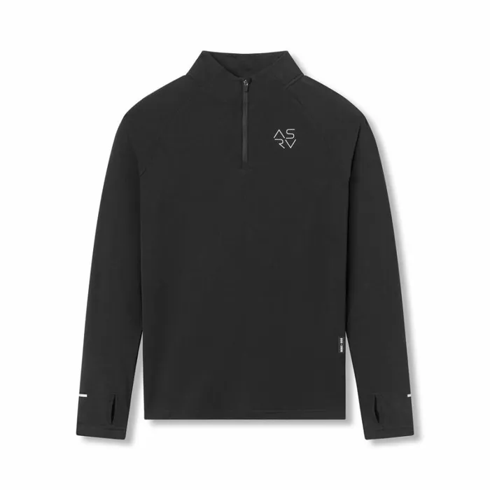 ASRV Long Sleeves Men Thermal Training Quarter Zip Black 034cyber034