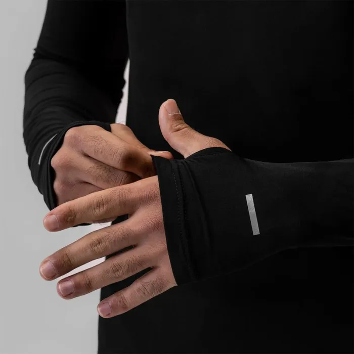 ASRV Long Sleeves Men Thermal Training Quarter Zip Black 034cyber034