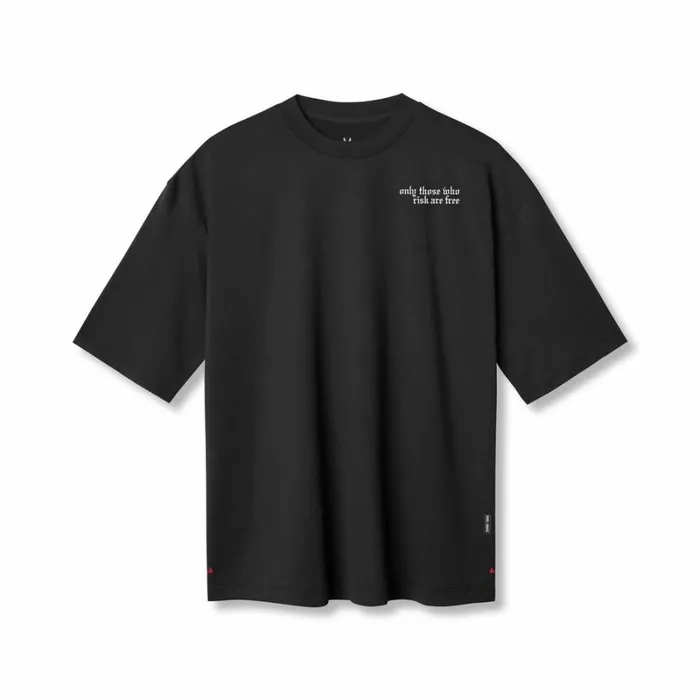 ASRV Short Sleeves Men 3DLite 20 Lycra 34Sleeve Oversized Tee Black 034brush Wings034