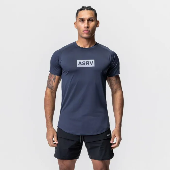 ASRV Short Sleeves Men AeroSilver Established Tee Navy 034box Logo034