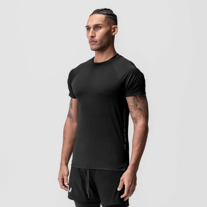 ASRV Short Sleeves Men AeroSilver Fitted Tee Black 034otwr034