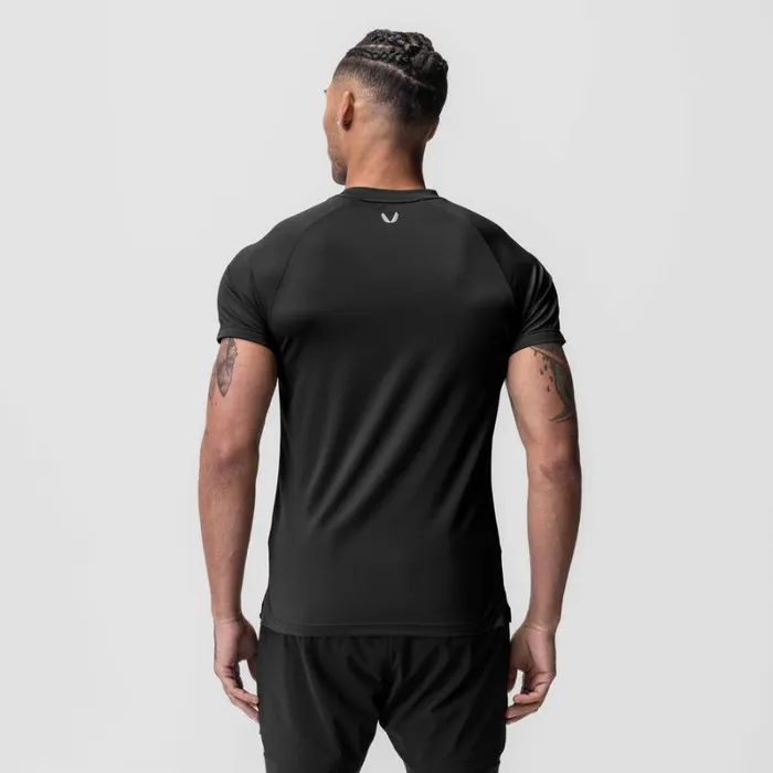 ASRV Short Sleeves Men AeroSilver Fitted Tee Black 034otwr034